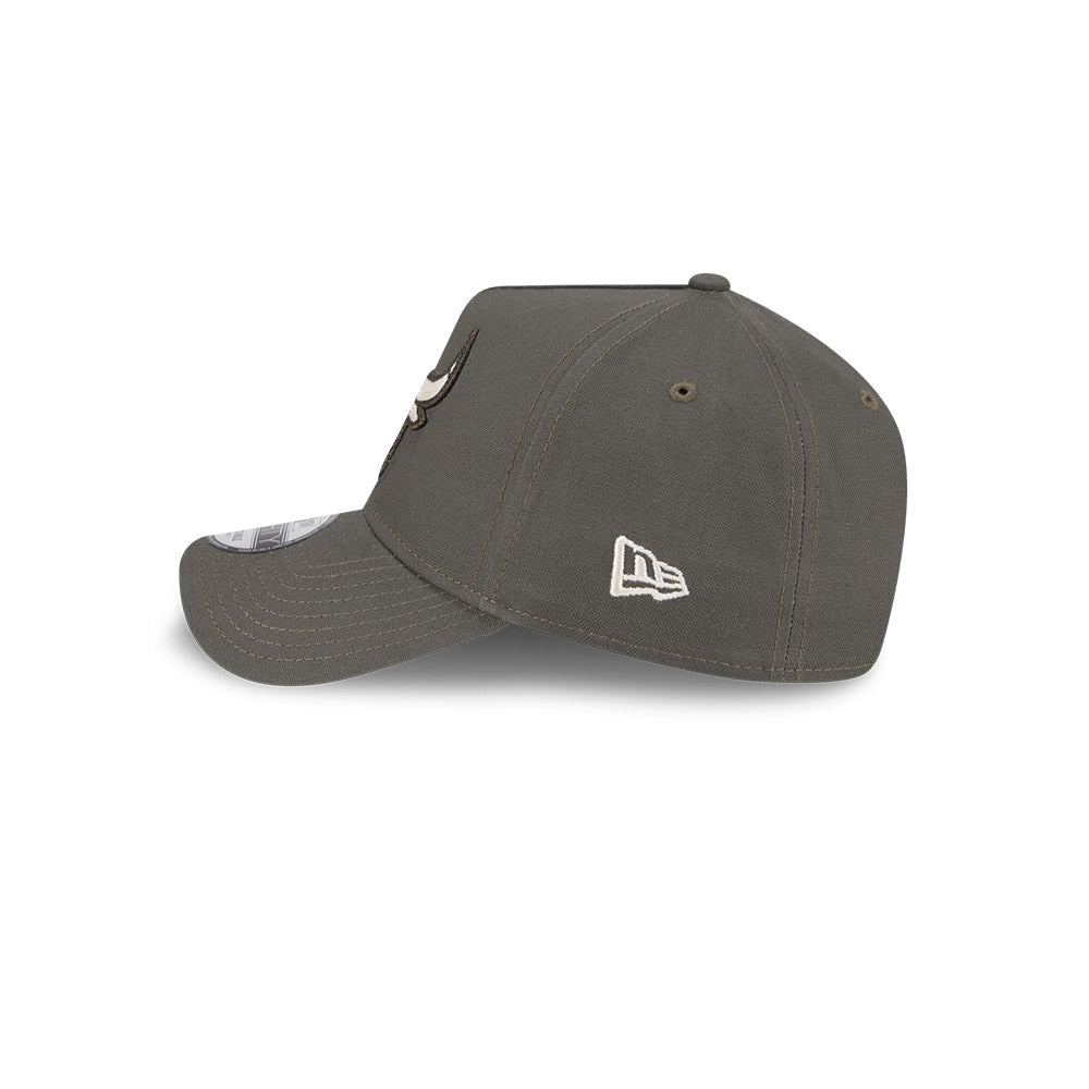 Chicago Bulls Hat - Moss Canvas Chainstitch 9Forty A-Frame NBA Snapback Cap - New Era